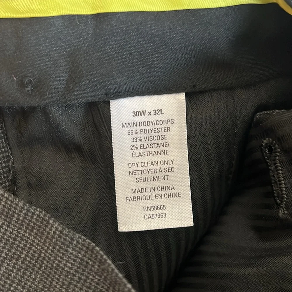 Calibrate Mens Charcoal Gray Micro Check Slim Fit Dress Pants 30W x 32L Stretch